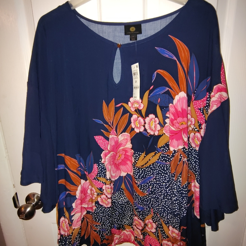 Floral Navy and Pink Top